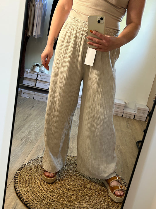 Pantalon fluide beige